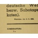 Plakat niemiecki z 3 listopada 1939 r, Warszawa