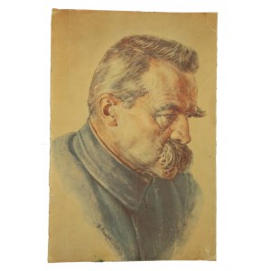 Jozef Pilsudski, portrait, print on cardboard