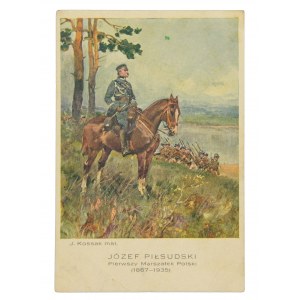 Patriotische Postkarte -Jozef Pilsudski Erster Marschall von Polen