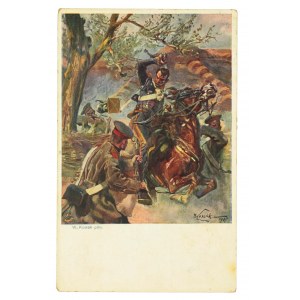 Patriotic postcard - painting by W. Kossak