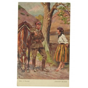 Patriotische Postkarte Lancer's Courtship