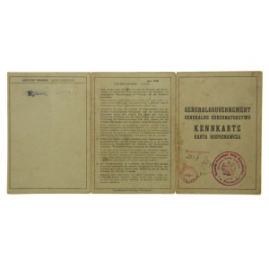 Kennkarte 1942r Przemyśl ze stemplem milicji obywatelskiej z 1948r