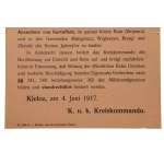 Obwieszczenie c.k. - dostawy żywności dla ludności, Kielce, 1917r
