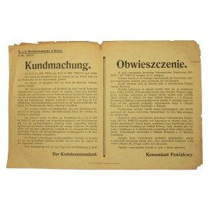 Proclamation c.c. - restriction on trade in potatoes, Kielce, 1917r