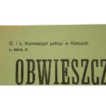 Obwieszczenie policji - obowiązek meldunkowy, Kielce, 1916r
