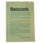 Obwieszczenie ck w sprawie sabotażu linii kolejowych, Kielce, 1917r