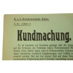 Notice of ck on sabotage of railroad lines, Kielce, 1917r