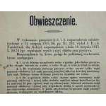 Obwieszczenie ck - ograniczenie wypieku chleba, Lwów, 1915r