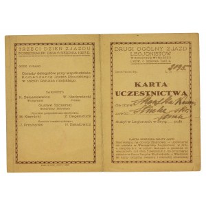 Karta uczestnictwa w zjeździe legionistów, Lwów, 1923r