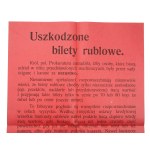 Afisz austriacki z okresu I wojny św o uszkodzonych biletach rublowych, Lublin