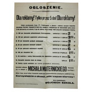 Afisz Dla Reklamy Polskiego Towarzystwa Dla Handlu i Przemysłu, Rzeszów, 1930r.