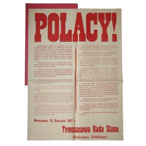 Proklamation zur Gründung des Provisorischen Staatsrats des Königreichs Polen, 1917.