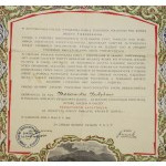 Dyplom - darowizna na budowę sanatorium nauczycielskiego, 1928r