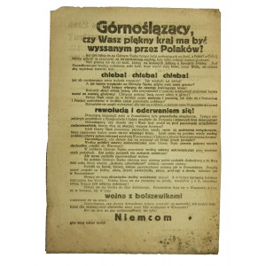 Niemiecka ulotka plebiscyt na Górnym Śląsku w 1921r