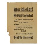 Upper Silesians! German leaflet plebiscite in Upper Silesia in 1921.