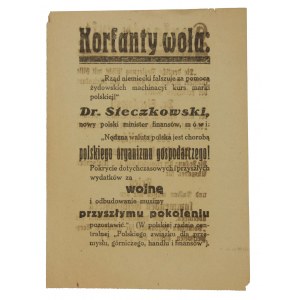 Korfanty cries out - German leaflet plebiscite in Upper Silesia in 1921.