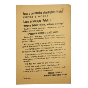 Anti-fascist leaflet of the Communist Party of Poland from 1938.
