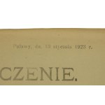 Afisz z 1923r -rejestracja poborowych, Puławy