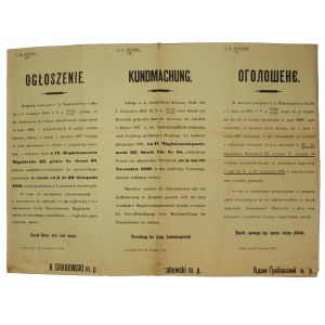Ogłoszenie w sprawie list poborowych, Lwów, 1916 r