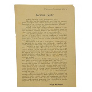 Nation of Poland! Leaflet of the National Groups, 1916r