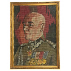 Marszałek Śmigły- Rydz portret drukowany na tkaninie, II RP