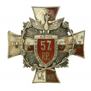 Odznaka 57 Pułk Piechoty, oficerska, srebro