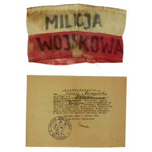 WOJSKOWA MILITIA Armbinde mit Zertifikat, Zbąszyń 1945