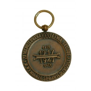 Medal ”ZA NIEPRZERWANĄ XXX-LETNIĄ SLUŻBĘ W WYMIARZE SPRAWIEDLIWOŚCI” w latach 1917 - 1947