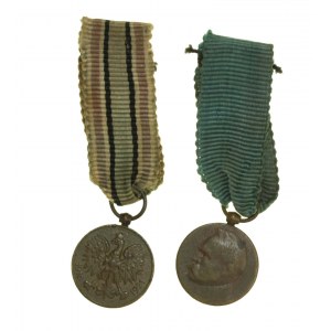 Zestaw dwóch miniatur medali z okresu II RP.