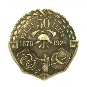 Gedenkplakette - 50. Jahrestag der Feuerwehr in Lodz, 1876 - 1926