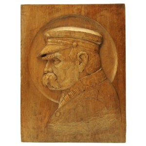 Marszałek J.Piłsudski, plakieta drewniana