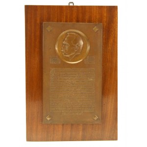Marshal Jozef Pilsudski, State Mint plaque, J.Aumiller