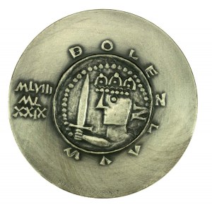 Medaille Boleslaw der Kühne, versilberte Bronze