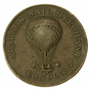 Medal, brąz, Londyn, 1826 wizerunek balonu