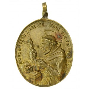 Religiöses Medaillon des Heiligen Antonius und des Heiligen Franziskus, Polen, 18./19. Jahrhundert.