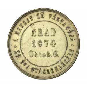 Medal srebrny, Węgry. 1874r, 25 rocznica wydarzeń w m. Arad