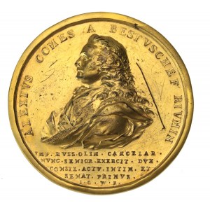 Alexei Bestuzhev-Riumin 1762 medal, gilt bronze