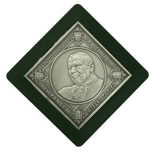 Johannes Paul II. der Große Papst, versilberte Bronze, Münzzeichen