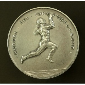 Medaille - Länderspiel zwischen Polen und Norwegen 1938, Silber 925 g