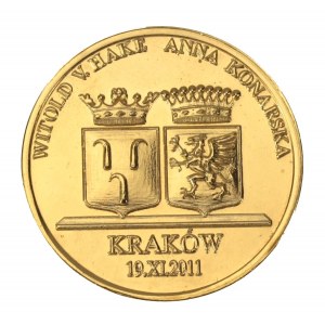 Medal Matka Boska Ostrobramska- Zaślubinowy, 2011, brąz złocony