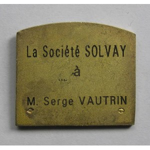 Plakette, silber. Frankreich, La Societe Solvay