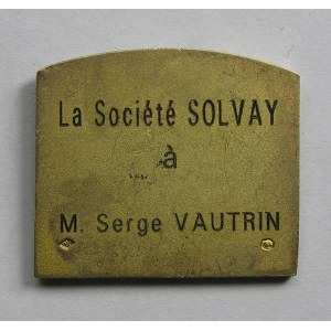 Plakieta, srebro. Francja, La Societe Solvay