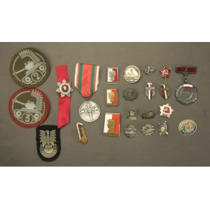 A set of military decorations and insignia from the communist period.