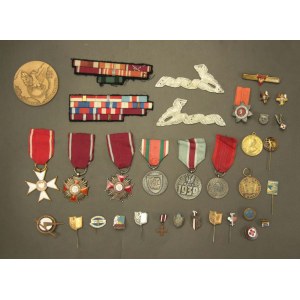 Set of military and civilian decorations and insignia from the communist period