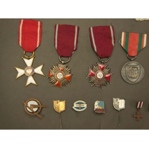 Set of military and civilian decorations and insignia from the communist period