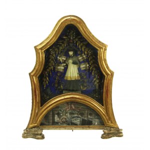 Relikwiarz skrzynkowy, święty Nepomucen, XVIII w