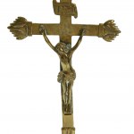Mosiężny krzyż z Chrystusem, XIX w