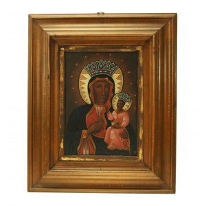 Matka Boska Częstochowska- obraz, olej, blacha, XIX w