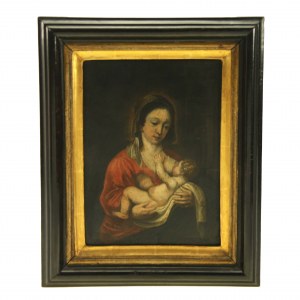 Madonna z dzieckiem, olej, szkoła francuska XVII w