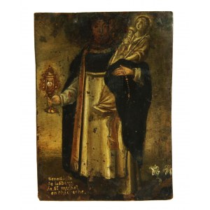Benedictine of the Abbey of Saint Michel, oil, sheet metal, copper, 18th c.